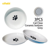 Oitabi 3PCS Ceramic Cat Bowl Set Anti Whisker Fatigue Shallow Food Dishes For Cats 4
