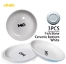 Oitabi 3PCS Ceramic Cat Bowl Set Anti Whisker Fatigue Shallow Food Dishes For Cats 5