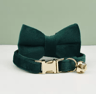 Personalized Velvet Cat Collar With Bow  Bell  Elegant Adjustable Pet Collar 4