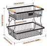 DoubleLayer Wooden Fruit  Vegetable Storage Stand With Removable Trays 1
