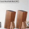 Acacia Wood Universal Knife Block Countertop Knife Holder With Flexible Bristles 2