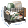 2 Tier Dish Drying Rack With Drain Tray Cutlery Holder  Cup Storage For Kitchen Countertops 2