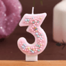 Macaron Ball Number Birthday Candle Set  Colorful Threaded Digital Cake Decorations 6