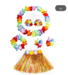 Kids Hawaiian Luau Grass Skirt And Flower Lei Costume Set 11