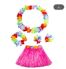 Kids Hawaiian Luau Grass Skirt And Flower Lei Costume Set 13