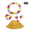 Kids Hawaiian Luau Grass Skirt And Flower Lei Costume Set 18