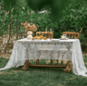 French Vintage White Lace Rectangular Tablecloth 1