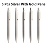 5Pcs Metal Ballpoint Pen Set  Blue Ink G2 Refill Writing Pens 4