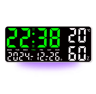 Large Digital Wall Clock  7Color Mood Light Dual Alarms  Countdown Timer 7