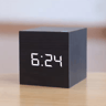Square Wooden LED Alarm Clock  Voice Control Desk Clock With Snooze 2