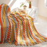 Retro Bohemian Knitted Blanket  Striped Plaid Tassel Sofa  Bed Throw 1
