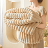 Ribbed Fleece Blanket  Soft Warm Textured Plush Bed  Sofa Throw 3