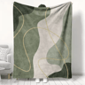 Modern Green  Gold Flannel Bed Blanket  Abstract Cozy Winter Comforter 1