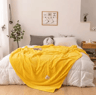 Soft YellowGreen Flannel Bed Blanket  Thick Cozy Solid Color Throw 2