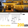 200480 LED Icicle String Lights  8Mode Waterproof Christmas Curtain Lights 7