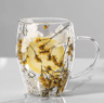 350ml Dried Flower Glass Mug  DoubleWall Coffee Cup With Handle 3