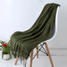 Solid Color CashmereStyle Scarf  Warm Tassel Shawl  Wrap 10