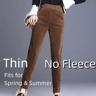 Womens FleeceLined Corduroy Pants  HighWaist Slim Winter Trousers 7