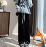 Womens FleeceLined Wide Leg Pants  Warm Elastic Waist Winter Trousers 3