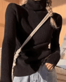 Womens Turtleneck Knit Sweater  Korean Style Pullover With Thumb Holes 7