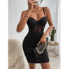 Y2K Sheer Mesh Bodycon Dress  Halter VNeck Club Party Outfit 1