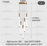Modern Luxury Vertical LED Chandelier  Long Tube Pendant Light For Staircases 7