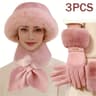 Womens Winter Warm 3 Piece Set Hat Scarf And Gloves Cold Weather Essentials 3