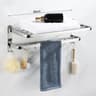304 Stainless Steel Foldable Bathroom Towel Rack No Punch Storage Holder 1