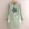 Breathable Cotton Linen Long Sleeve Kitchen Apron For Women Anti Stain Cooking Smock 4