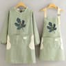 Breathable Cotton Linen Long Sleeve Kitchen Apron For Women Anti Stain Cooking Smock 7