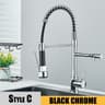 Pull Down Kitchen Sink Faucet Hot And Cold Mixer With Dual Spout And 360 Rotation 4