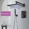 Matte Black Rainfall Shower Set Wall Mounted Bathroom Shower Faucet With LED Shower Head Mixer Tap 4