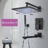 Matte Black Rainfall Shower Set Wall Mounted Bathroom Shower Faucet With LED Shower Head Mixer Tap 1
