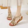 Boho Women Wedge Sandals With Rhinestone Platform And Peep Toe 4