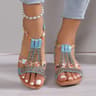 Boho Women Wedge Sandals With Rhinestone Platform And Peep Toe 5