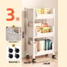 Solid Wood Kitchen Cart With Wheels Rolling Console Storage Trolley 2
