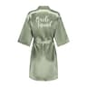 Grass Green Satin Bride And Bridesmaid Short Robe For Wedding Party 7
