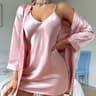 Womens Satin Pajama Set With Robe And Skirt Two Piece Sleepwear 3