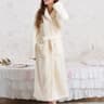 Winter Coral Fleece Long Kimono Robe Thick Warm Homewear 3