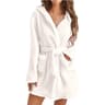 Winter Fluffy Plush Hooded Dressing Gown Warm Bathrobe For Women 7