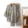 Mens Cotton Kimono Robe Jacquard Printed Spring Home Bathrobe 4