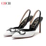 CHCH Sharp Point Closed Toe Strappy High Heels 9cm 3