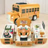 Toddler School Bus Toy With Steering Wheel Sound And Light 2