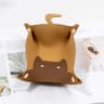 PU Leather Cat Shape Storage Tray Desktop Jewelry Organizer 4