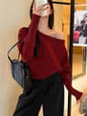 Womens Batwing Knit Sweater Off Shoulder Loose Korean Pullover Thick Long Sleeve Autumn Winter Top 3