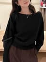 Womens Batwing Knit Sweater Off Shoulder Loose Korean Pullover Thick Long Sleeve Autumn Winter Top 1