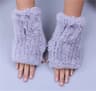 Luxury Rex Rabbit Fur Fingerless Gloves Fluffy Womens Winter Wrist Warmers 8