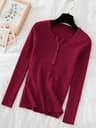 Chic Womens V Neck Knit Sweater Korean Style Button Slim Fit Pullover 14