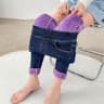 Womens Fleece Lined Winter Jeans Elastic Waist Warm Slim Mom Denim Pants 1