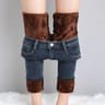 Womens Fleece Lined Thermal Jeans Warm Stretch Skinny Winter Denim Pants 7